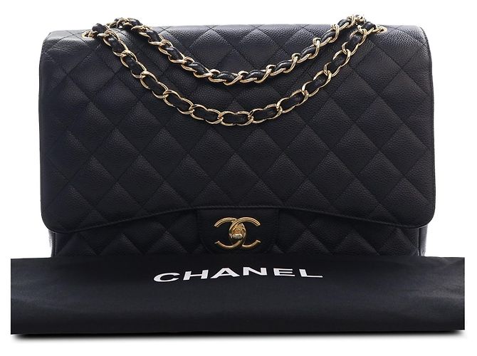 Chanel Black Maxi Classic Caviar Double Flap - vista 5