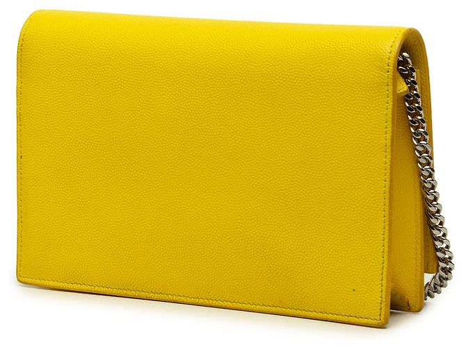 Autre Marque Saint Laurent Portafoglio con catena Kate Tassel Monogram in Grain de Poudre Giallo - vista 2