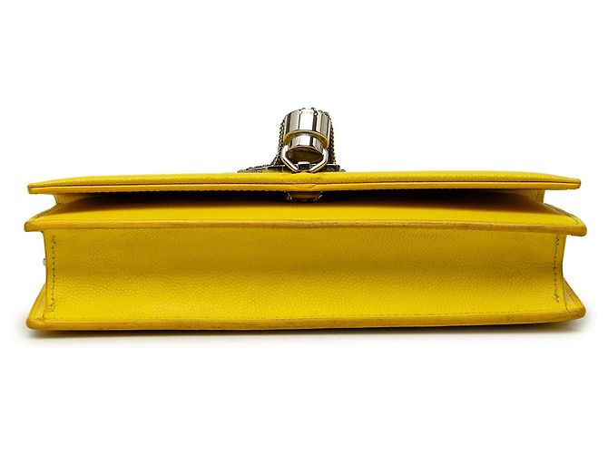 Autre Marque Saint Laurent Portafoglio con catena Kate Tassel Monogram in Grain de Poudre Giallo - vista 3