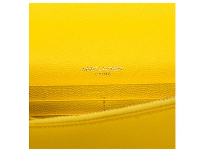 Autre Marque Saint Laurent Portafoglio con catena Kate Tassel Monogram in Grain de Poudre Giallo - vista 5