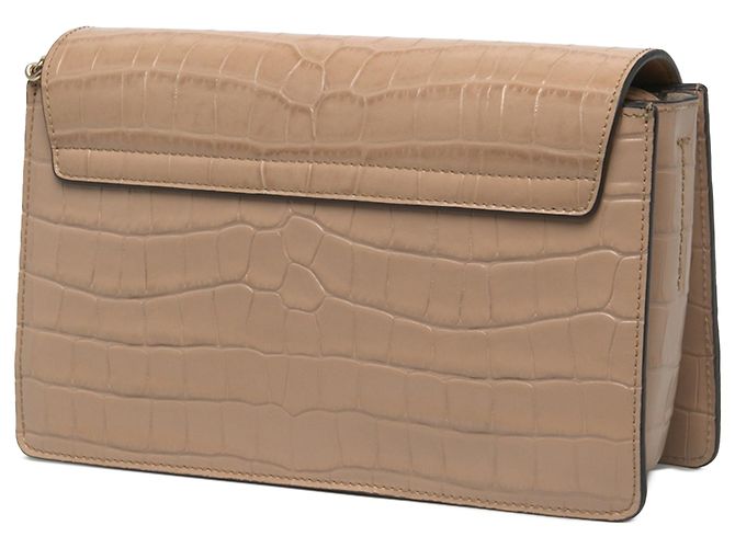 Chloé Faye Piccola Borsa a Tracolla in Pelle Effetto Coccodrillo Beige - vista 2