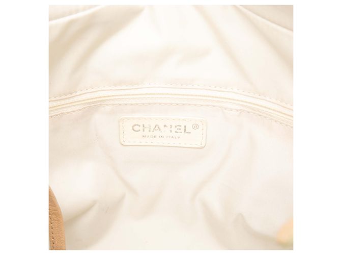 Saco Tote Chanel Paris Biarritz Large em lona revestida acolchoada Gold - vista 5