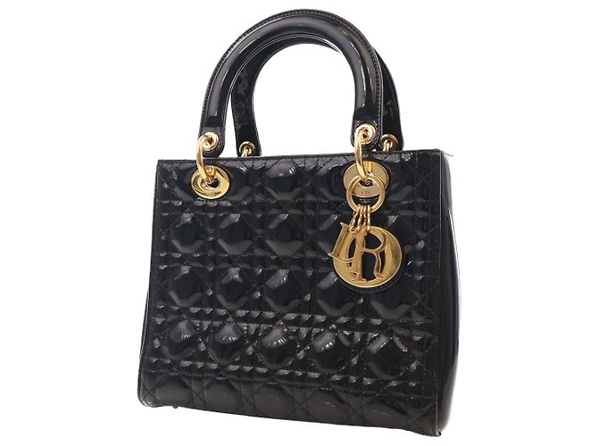 Dior Black Medium Patent Cannage Lady Dior - vista 10