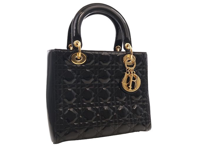 Dior Black Medium Patent Cannage Lady Dior - vista 11