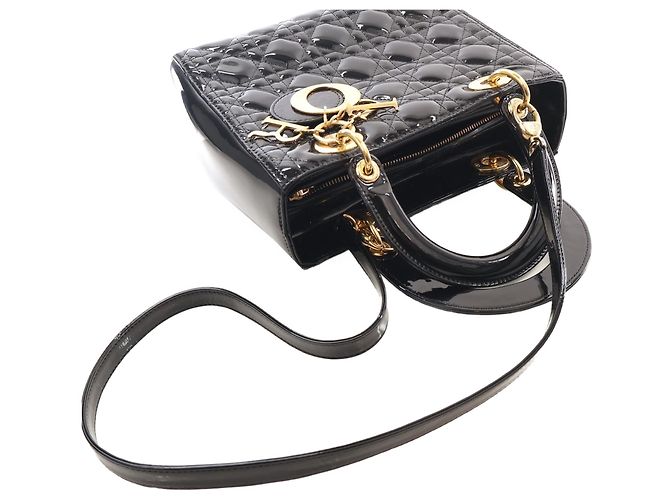Dior Black Medium Patent Cannage Lady Dior - vista 14