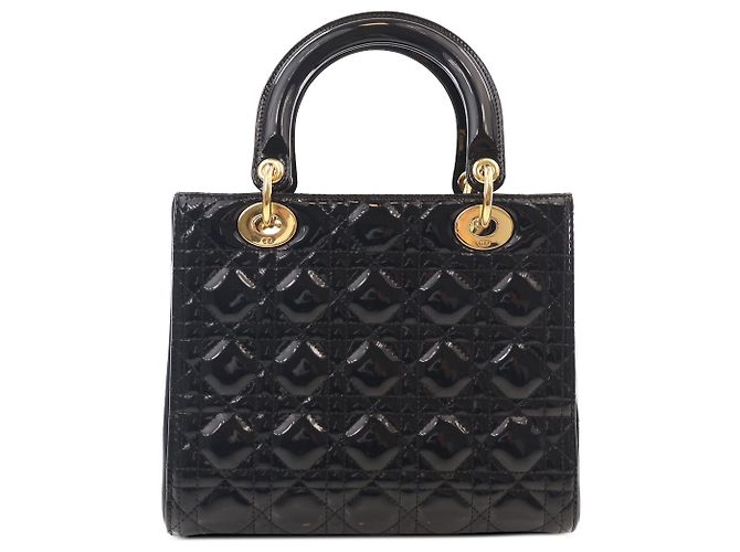 Dior Black Medium Patent Cannage Lady Dior - vista 2
