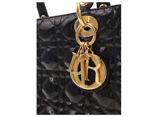 Dior Black Medium Patent Cannage Lady Dior - vista 6