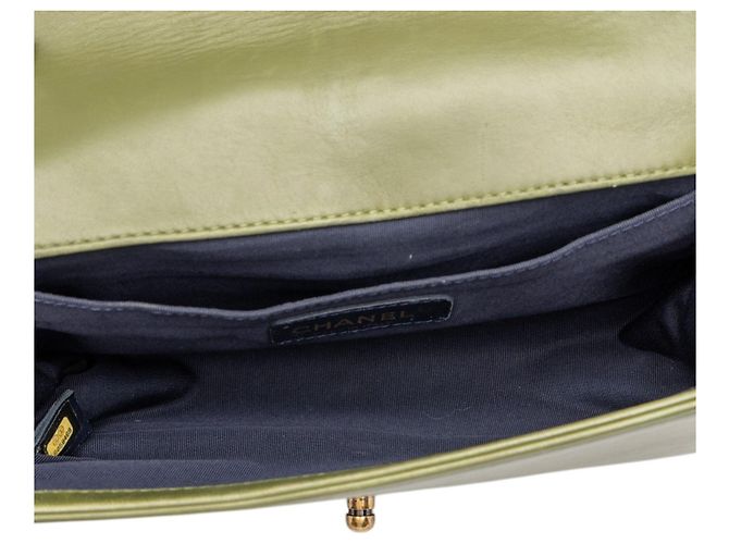 Chanel Boy Flap Old Medium in Tweed e Velluto Verde - vista 4