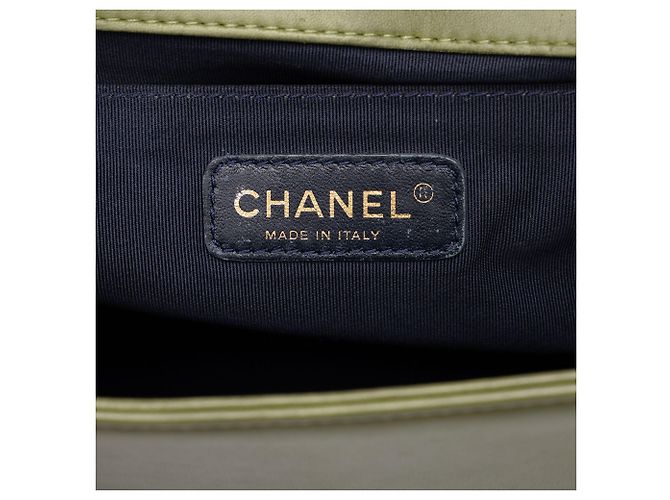 Chanel Boy Flap Old Medium in Tweed e Velluto Verde - vista 5
