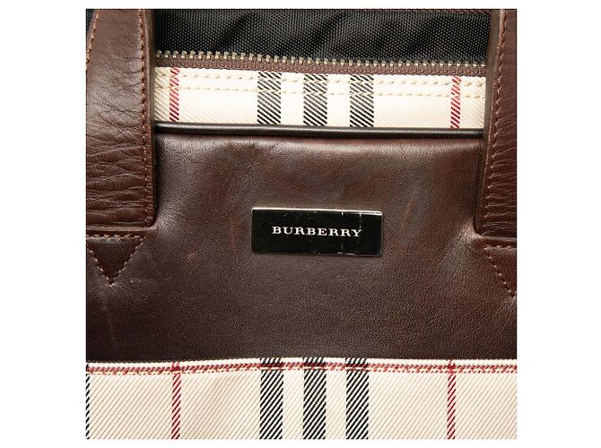Borsa business Burberry Beige House Check Canvas - vista 5