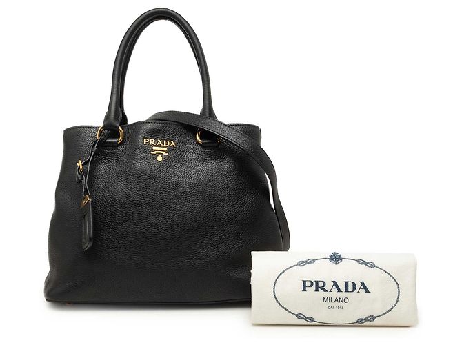 Borsa Tote Convertibile Aperta Prada in Vitello Daino Nero - vista 7