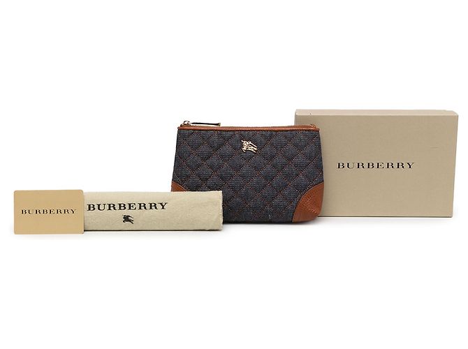 Necessaire Burberry in denim trapuntato blu - vista 6