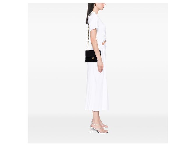 Chanel Mini Square Flap in jersey trapuntato e agnellino nero - vista 6