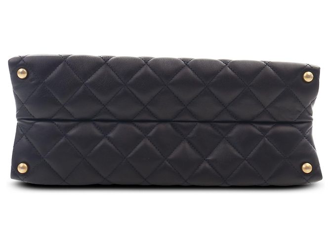 Borsa Shopping Chanel Black CC Quilted Calfskin - vista 3