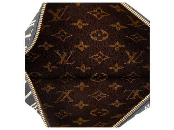 Pochette Louis Vuitton Neverfull Inside Out MM in pelle di vitello blu - vista 4