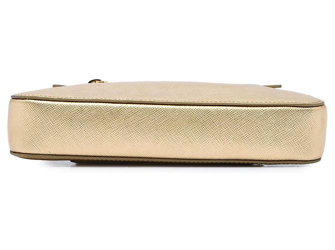 Prada Gold Saffiano Lux Borsa a Tracolla con Tasca Anteriore - vista 3