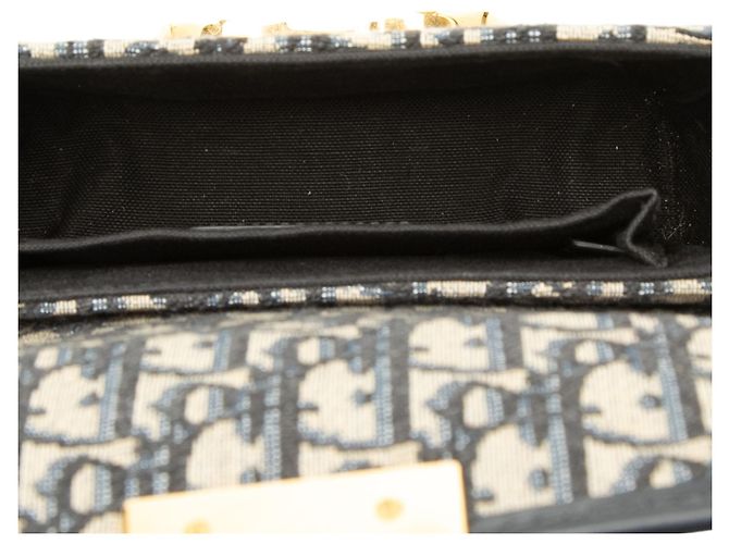 Borsa Box 30 Montaigne Dior in tela Blue Oblique - vista 4