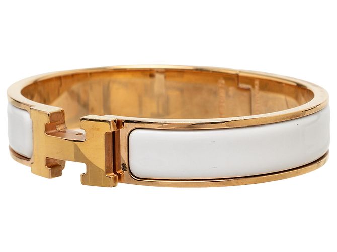 Hermès Clic H Armband PM schmal in weißem Emaille - Ansicht 2