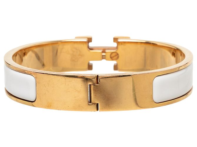 Hermès Clic H Armband PM schmal in weißem Emaille - Ansicht 3