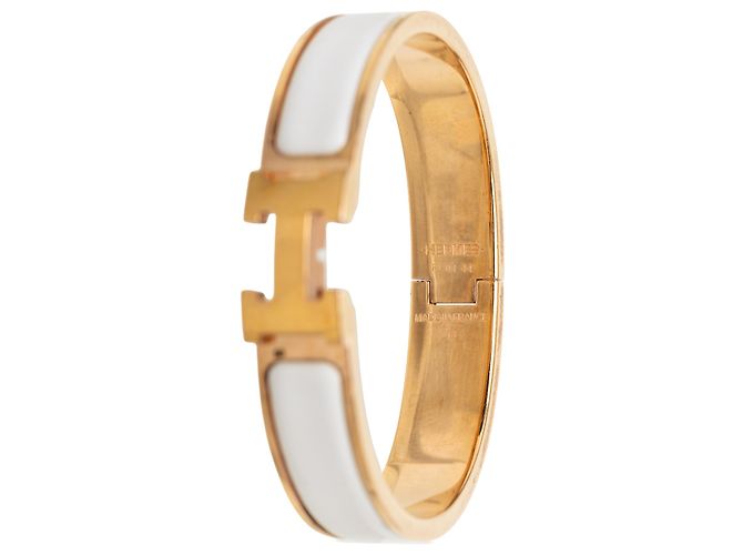 Hermès Clic H Armband PM schmal in weißem Emaille - Ansicht 4