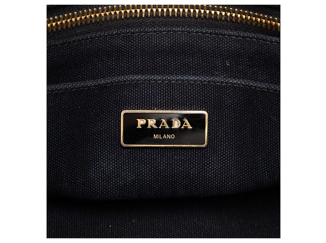 Prada Tote Small Canvas Canapa Logo Preta - vista 5