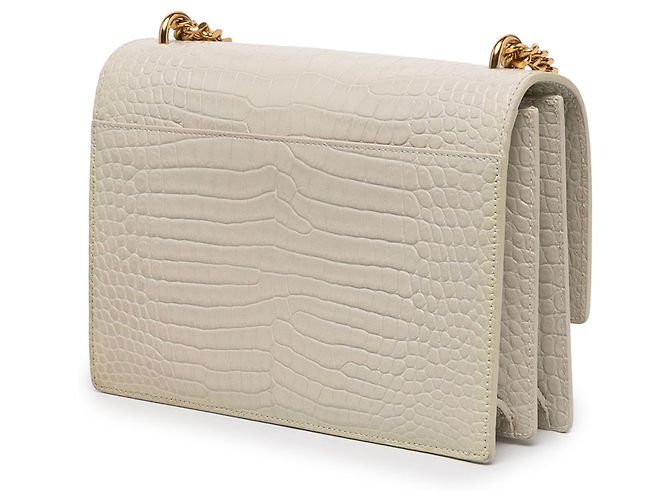 Autre Marque Saint Laurent White Medium Croc Embossed Leather Monogram Sunset Crossbody - vista 2