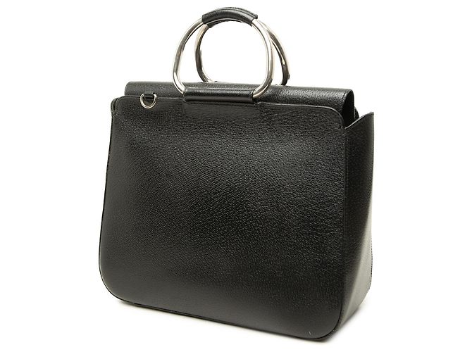 Borsa Gucci Medium in pelle di maiale nera con anello in metallo - vista 2