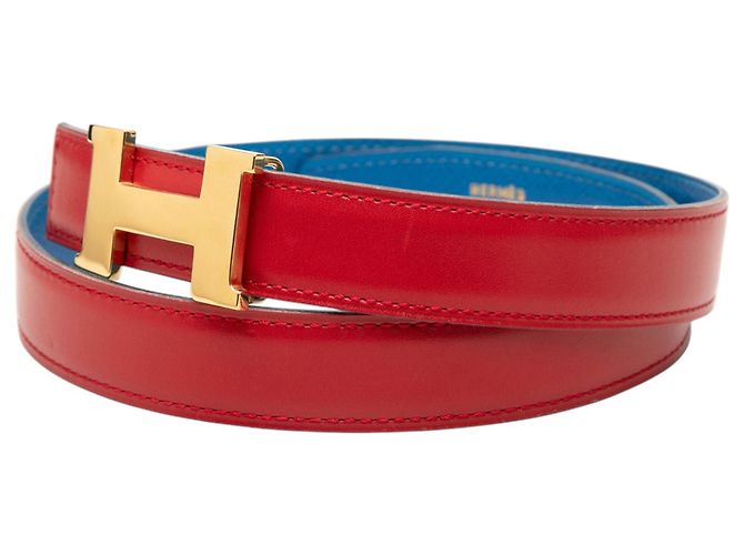 Hermès Constance H Wendelgürtel aus Box Calf und Courchevel in Rot - Ansicht 2