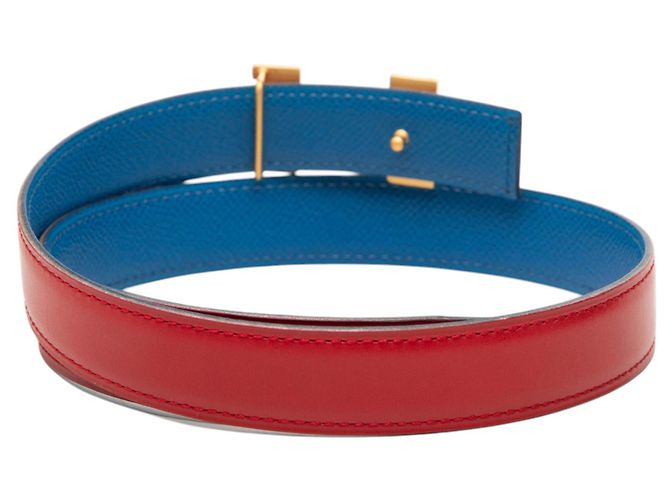 Hermès Constance H Wendelgürtel aus Box Calf und Courchevel in Rot - Ansicht 3