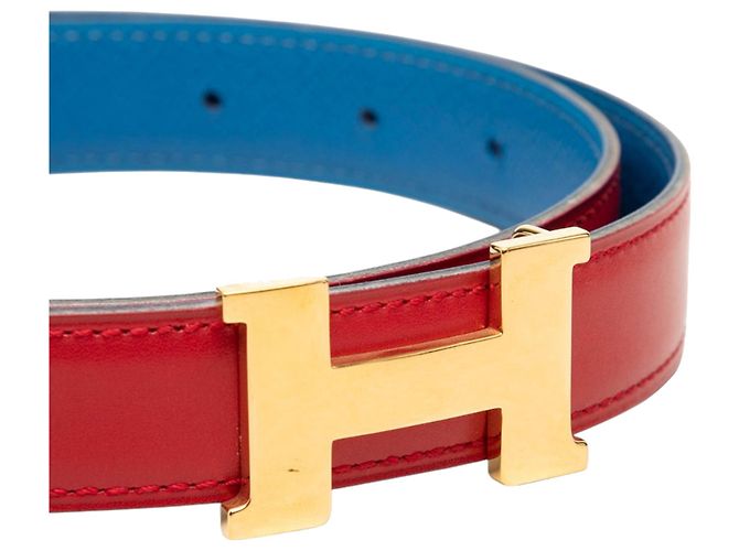 Hermès Constance H Wendelgürtel aus Box Calf und Courchevel in Rot - Ansicht 4