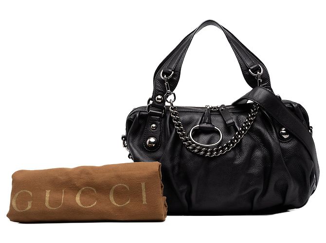 Borsa Satchel Gucci in pelle di vitello nera con Icon Bit - vista 7