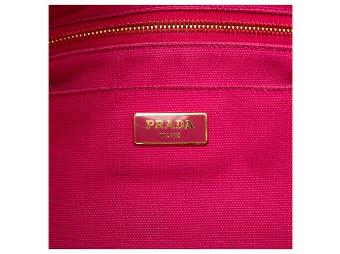 Prada Pink Canvas Canapa Logo Tote - view 5