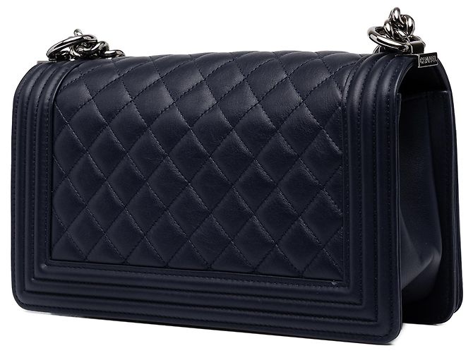 Chanel Blue Old Medium Quilted Lambskin Boy Flap - vista 2