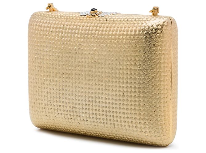 Clutch Minaudière Gucci in ottone dorato con catena - vista 2