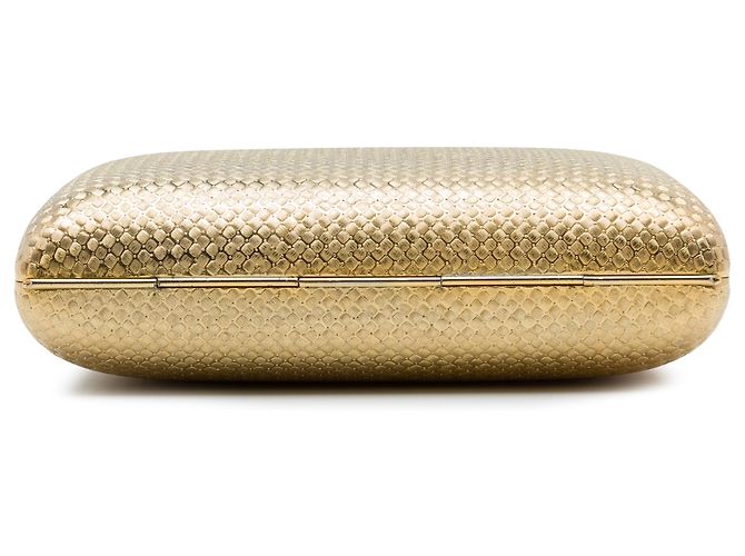 Clutch Minaudière Gucci in ottone dorato con catena - vista 3