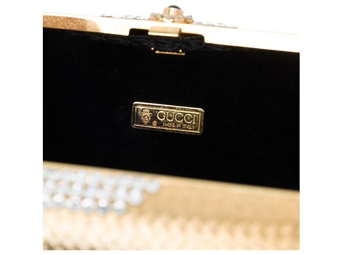 Clutch Minaudière Gucci in ottone dorato con catena - vista 5
