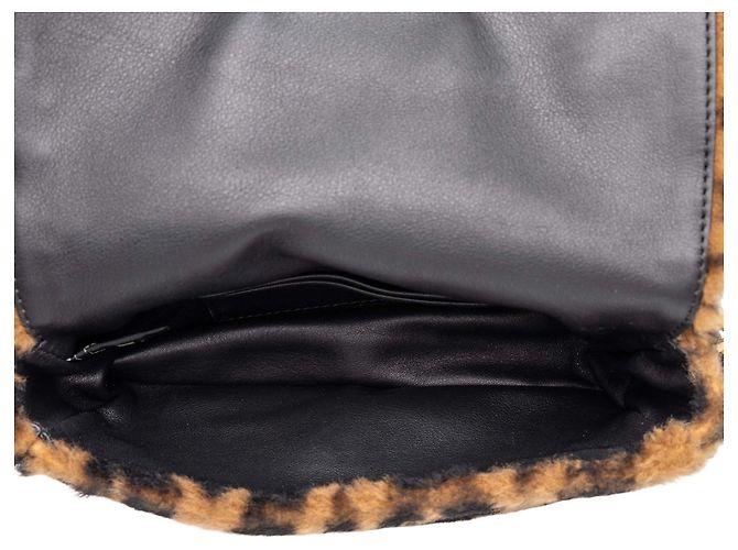 Borsa Satchel Fendi Mini Zucca in shearling marrone - vista 4