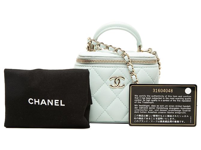Chanel Blue Mini CC Quilted Lambskin Top Handle Vanity Case With Chain - vista 7