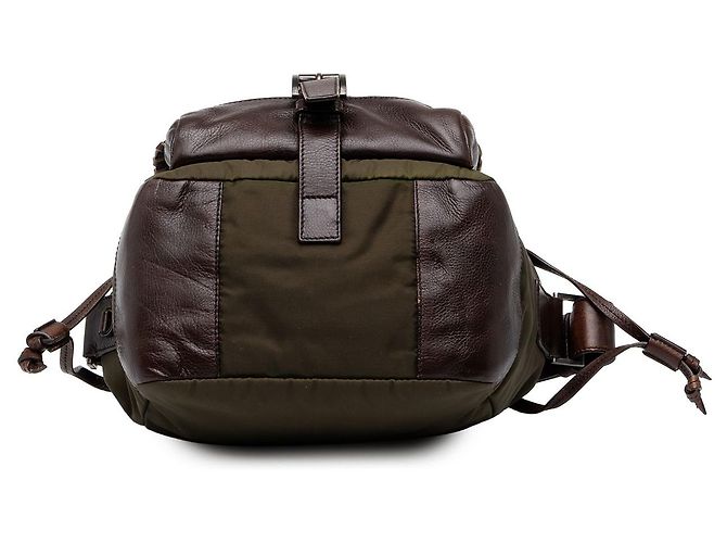 Borsa a tracolla Prada in Tessuto verde e pelle con cuciture Whipstitch - vista 3