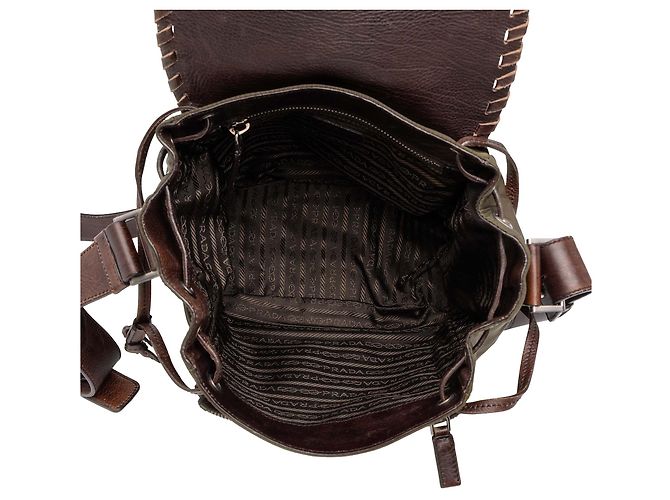 Borsa a tracolla Prada in Tessuto verde e pelle con cuciture Whipstitch - vista 4