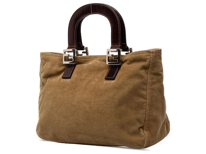 Borsa a mano Fendi in velluto a coste marrone - vista 2
