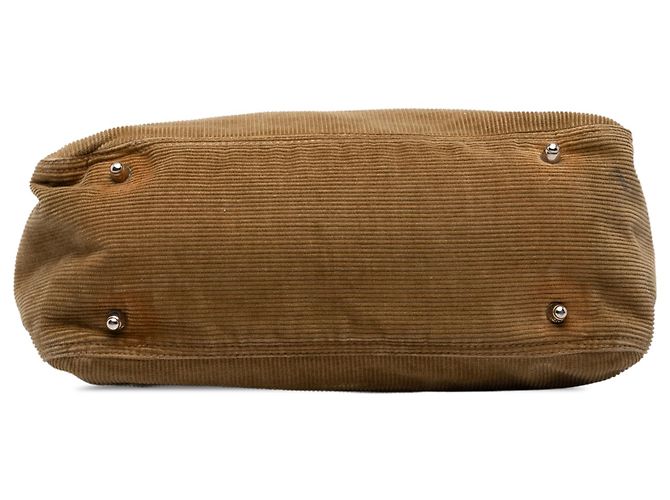 Borsa a mano Fendi in velluto a coste marrone - vista 3
