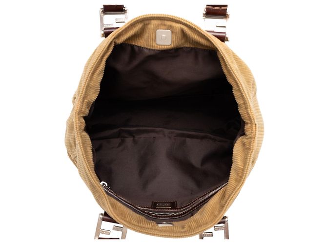 Borsa a mano Fendi in velluto a coste marrone - vista 4