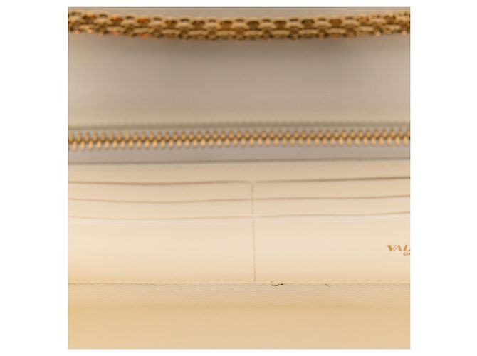 Portafoglio con catena Valentino Roman Stud in nappa bianco - vista 4
