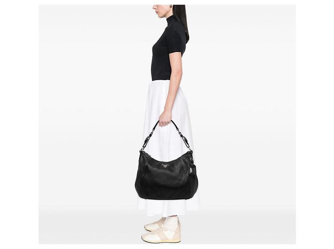Borsa a tracolla Prada in Vitello Phenix nero - vista 6