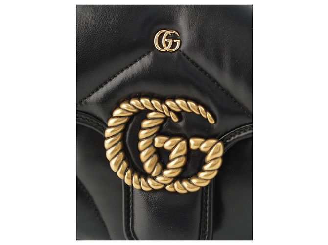 Borsa a tracolla Gucci Black Medium GG Marmont in pelle matelassé con borchie GG - vista 11