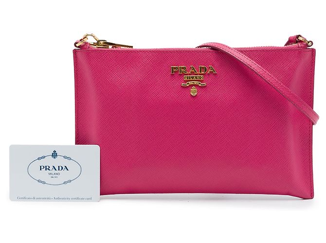 Borsa a tracolla Prada in Saffiano rosa - vista 7