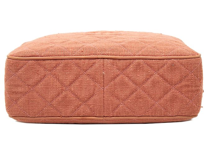 Borsa Camera Chanel in lino matelassé rosa CC con doppia zip - vista 3