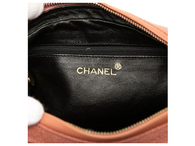 Borsa Camera Chanel in lino matelassé rosa CC con doppia zip - vista 5