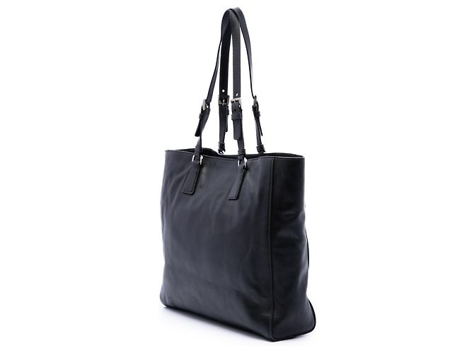 Tote Convertible Prada em couro de bezerro macio preto com fivela - vista 2